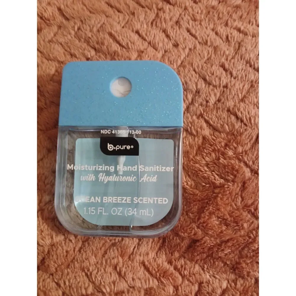 B.Pure Hand Sanitizer Lot of 4 1.15 oz + 2 Clip Holders Assorted
